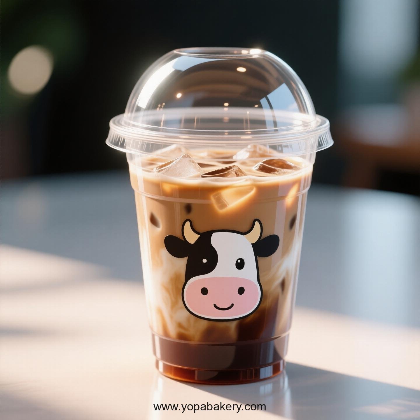 Cow Themed Clear Plastic Cups - Disposable PP & PET Coffee Cups with Lids