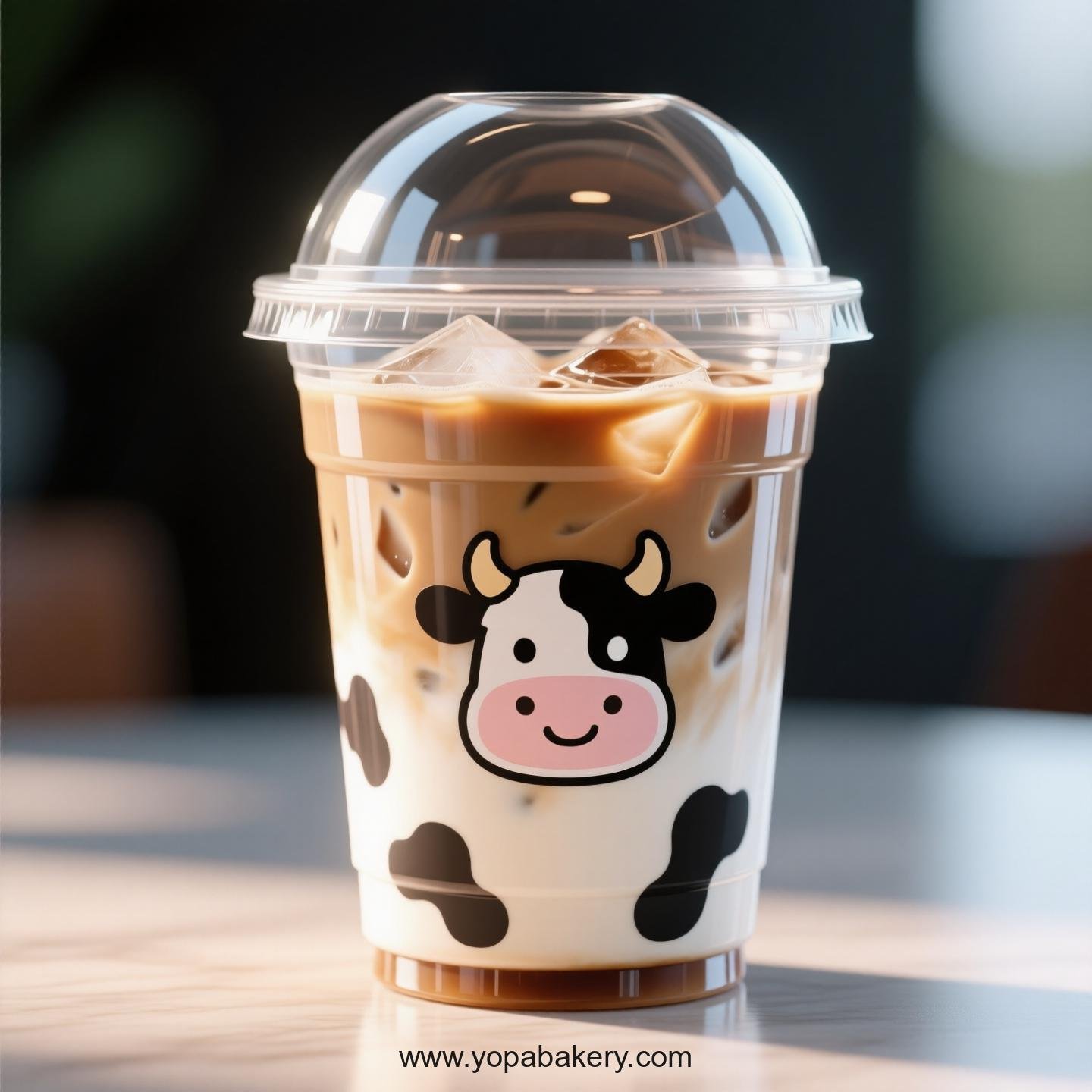 Cow Themed Clear Plastic Cups - Disposable PP & PET Coffee Cups with Lids