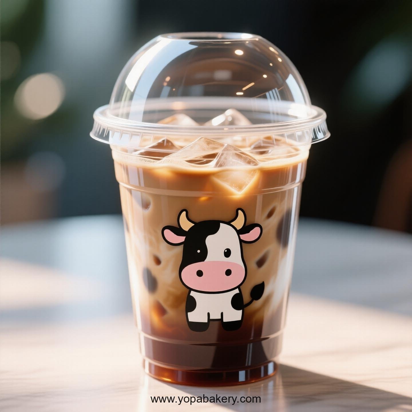 Cow Themed Clear Plastic Cups - Disposable PP & PET Coffee Cups with Lids