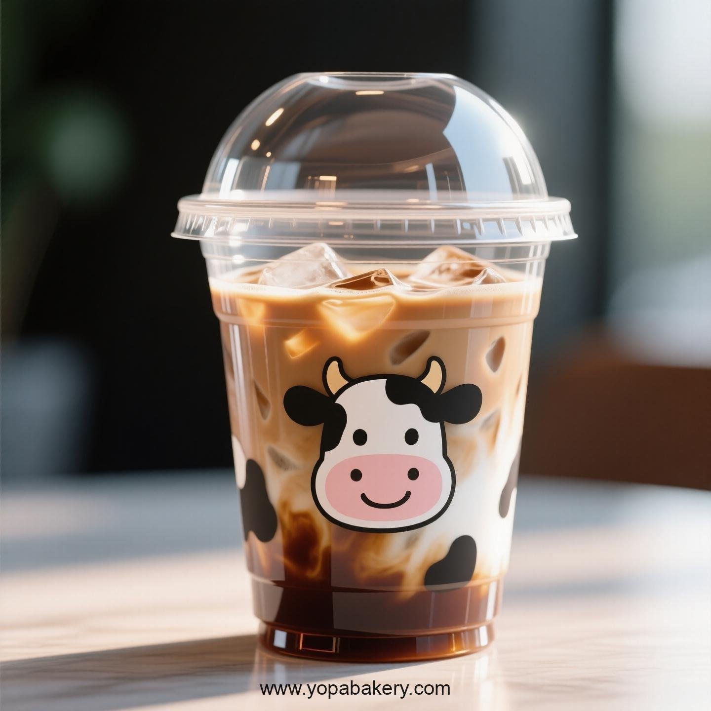Cow Themed Clear Plastic Cups - Disposable PP & PET Coffee Cups with Lids