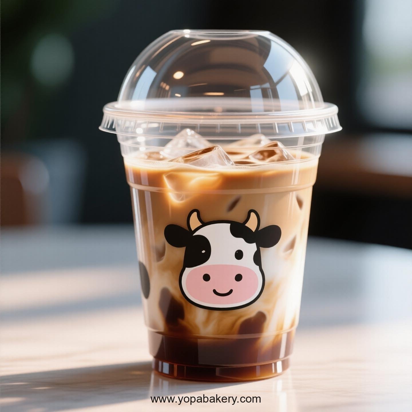 Cow Themed Clear Plastic Cups - Disposable PP & PET Coffee Cups with Lids