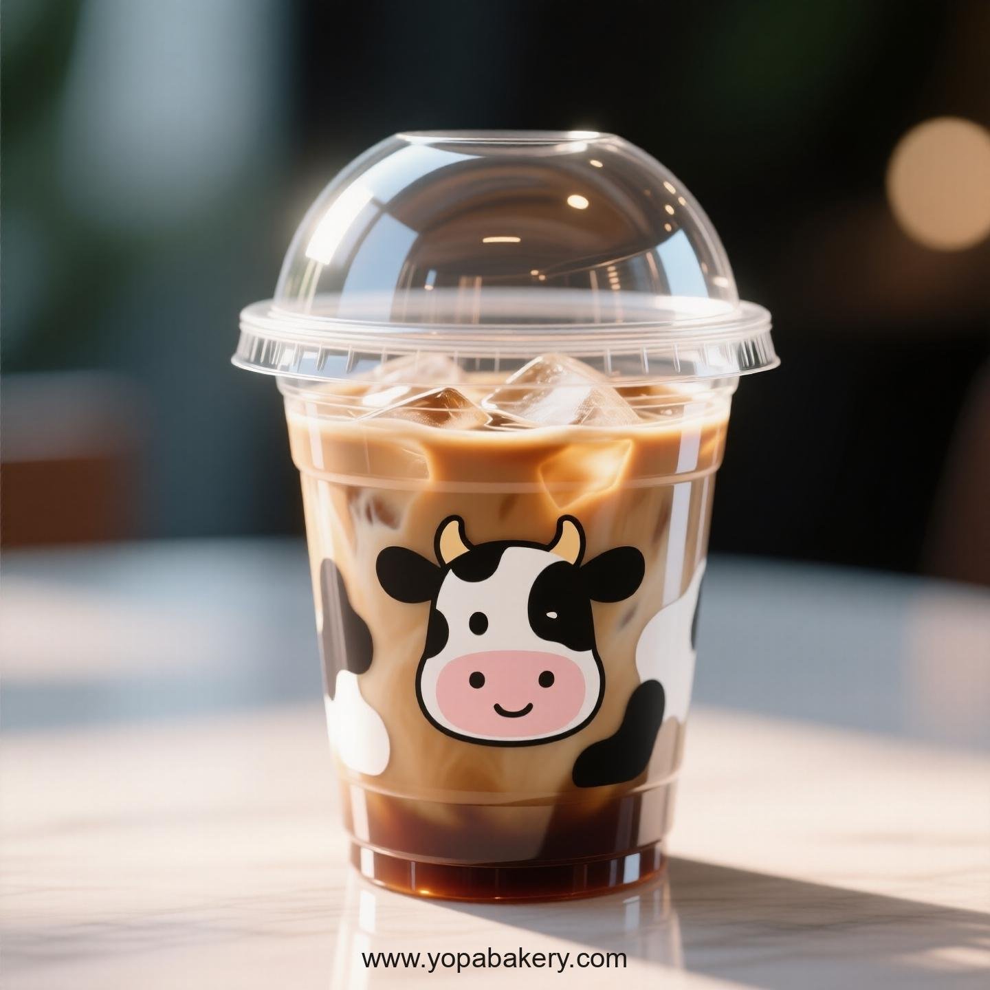 Cow Themed Clear Plastic Cups - Disposable PP & PET Coffee Cups with Lids