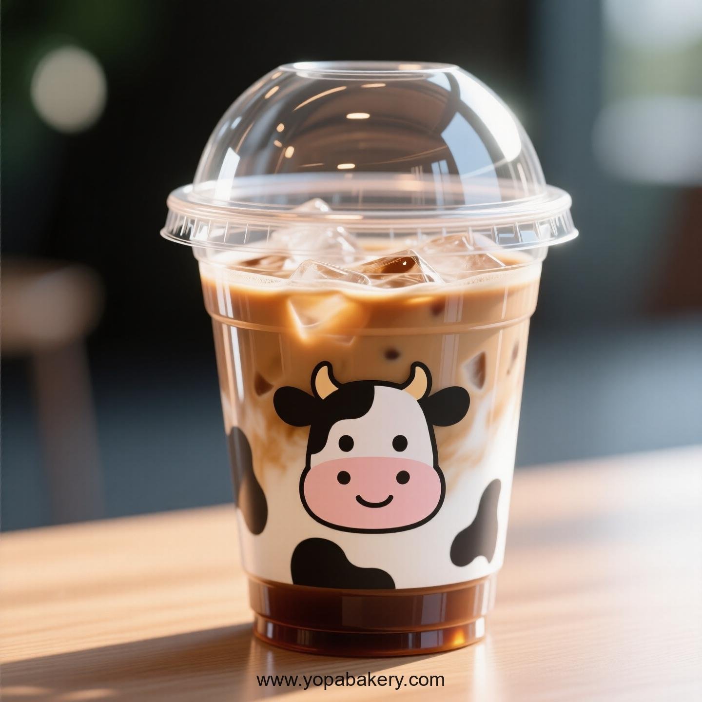 Cow Themed Clear Plastic Cups - Disposable PP & PET Coffee Cups with Lids