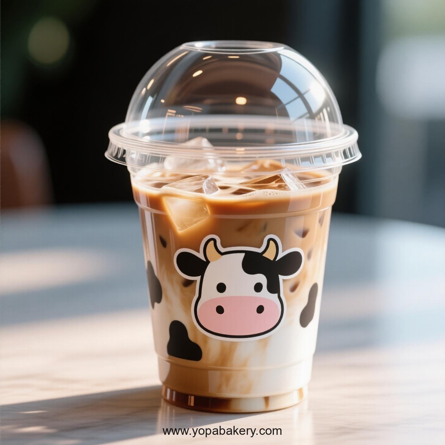 Cow Themed Clear Plastic Cups - Disposable PP & PET Coffee Cups with Lids