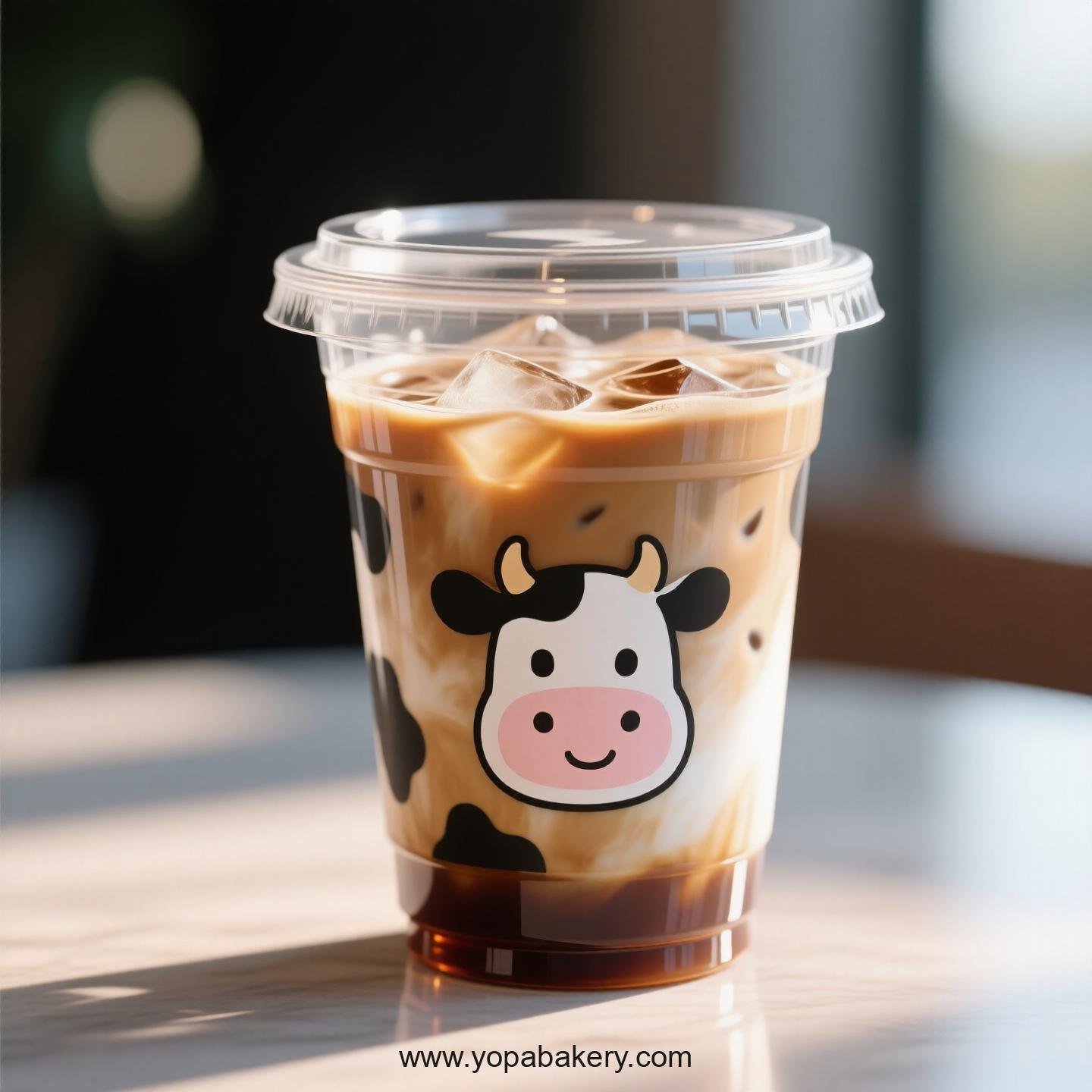 Cow Themed Clear Plastic Cups - Disposable PP & PET Coffee Cups with Lids