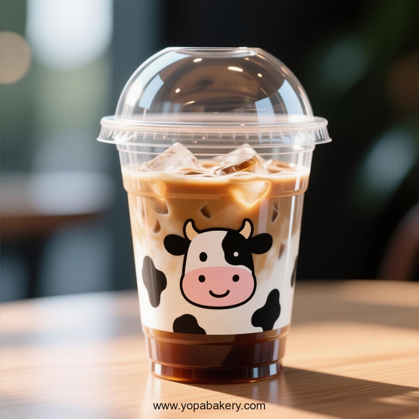 Cow Themed Clear Plastic Cups - Disposable PP & PET Coffee Cups with Lids