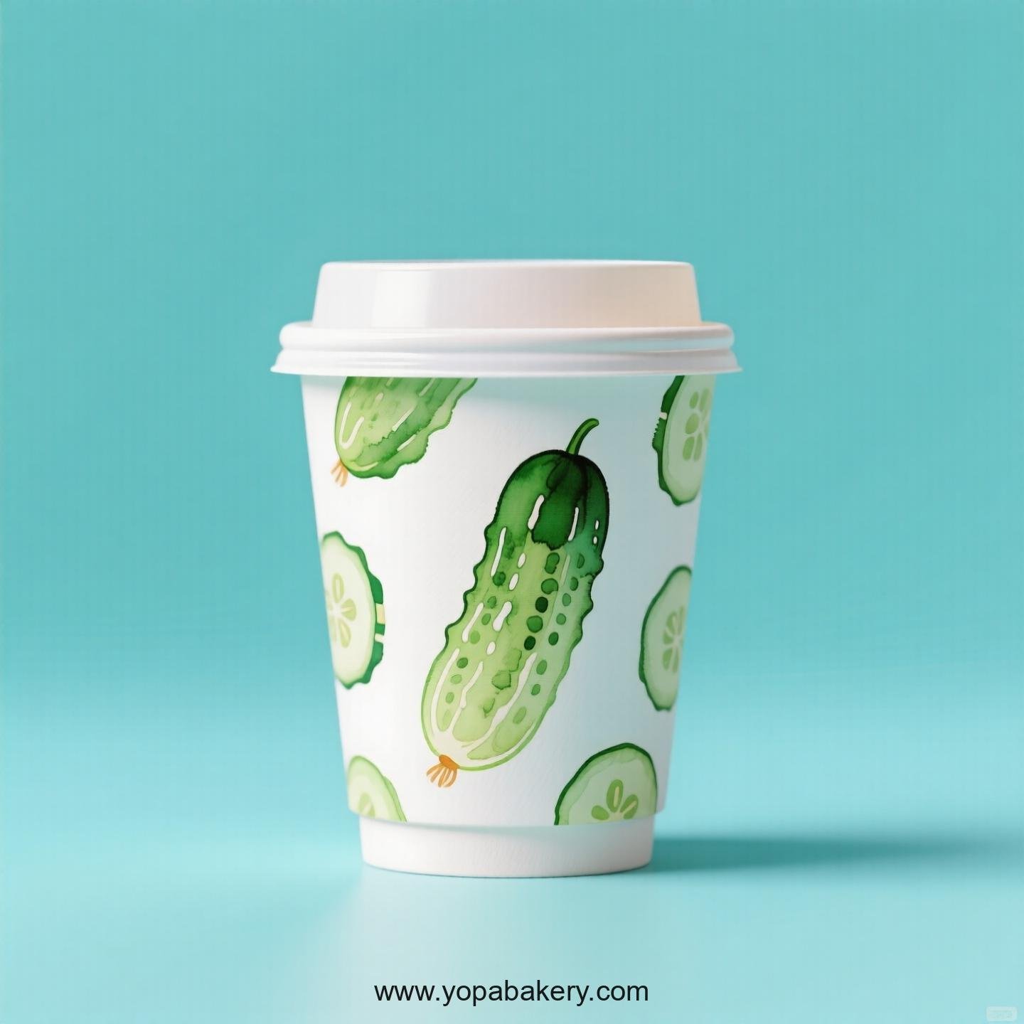 Cucumber Design Paper Coffee Cups Factory: 4-24 oz Custom Logo