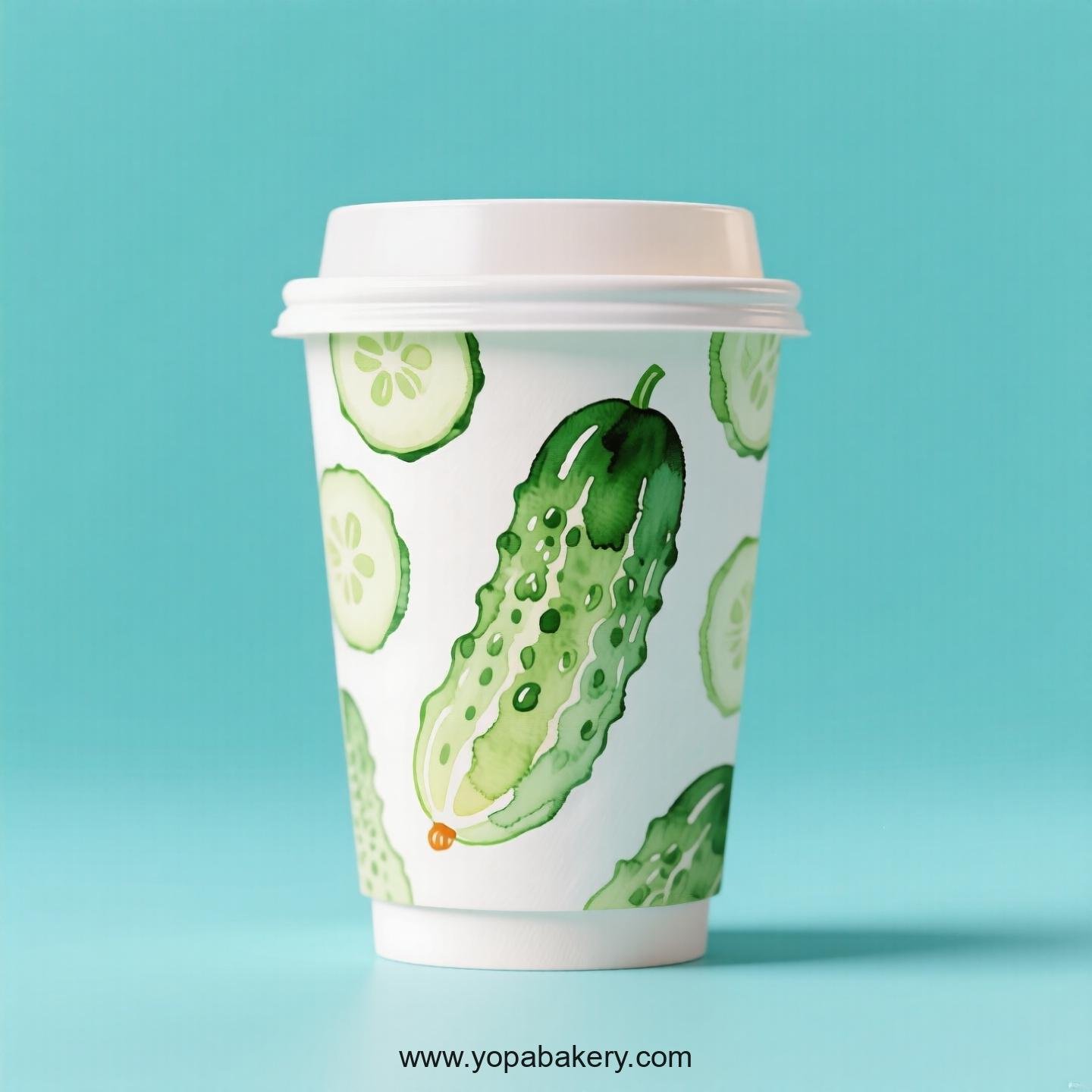 Cucumber Design Paper Coffee Cups Factory: 4-24 oz Custom Logo