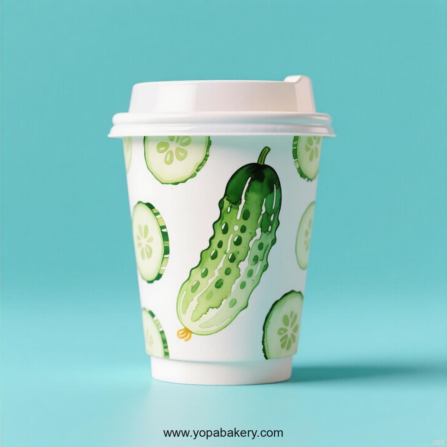 Cucumber Design Paper Coffee Cups Factory: 4-24 oz Custom Logo
