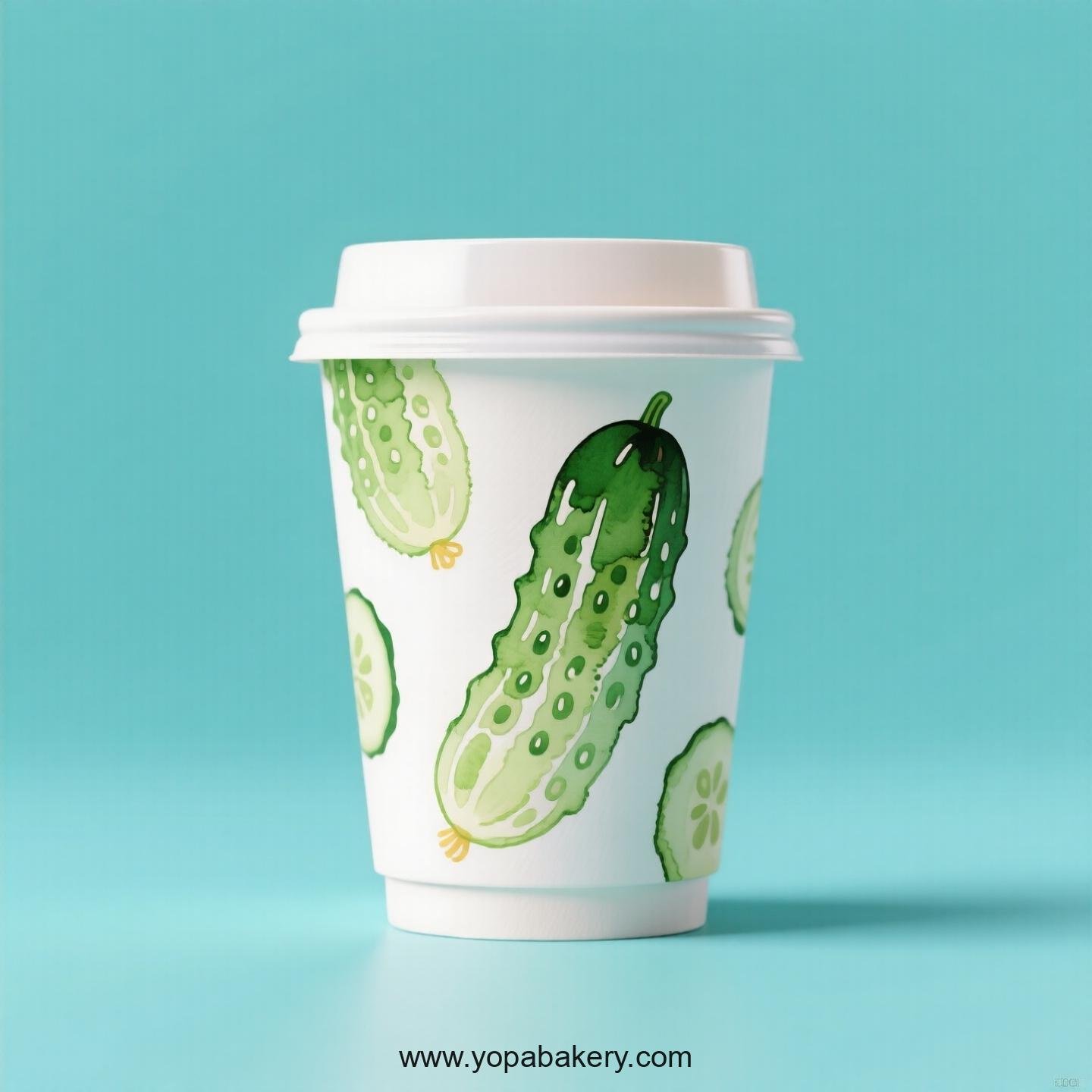 Cucumber Design Paper Coffee Cups Factory: 4-24 oz Custom Logo