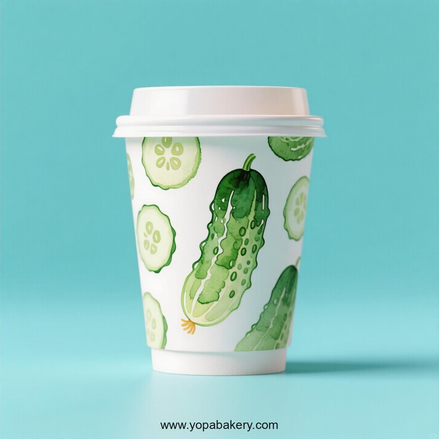 Cucumber Design Paper Coffee Cups Factory: 4-24 oz Custom Logo