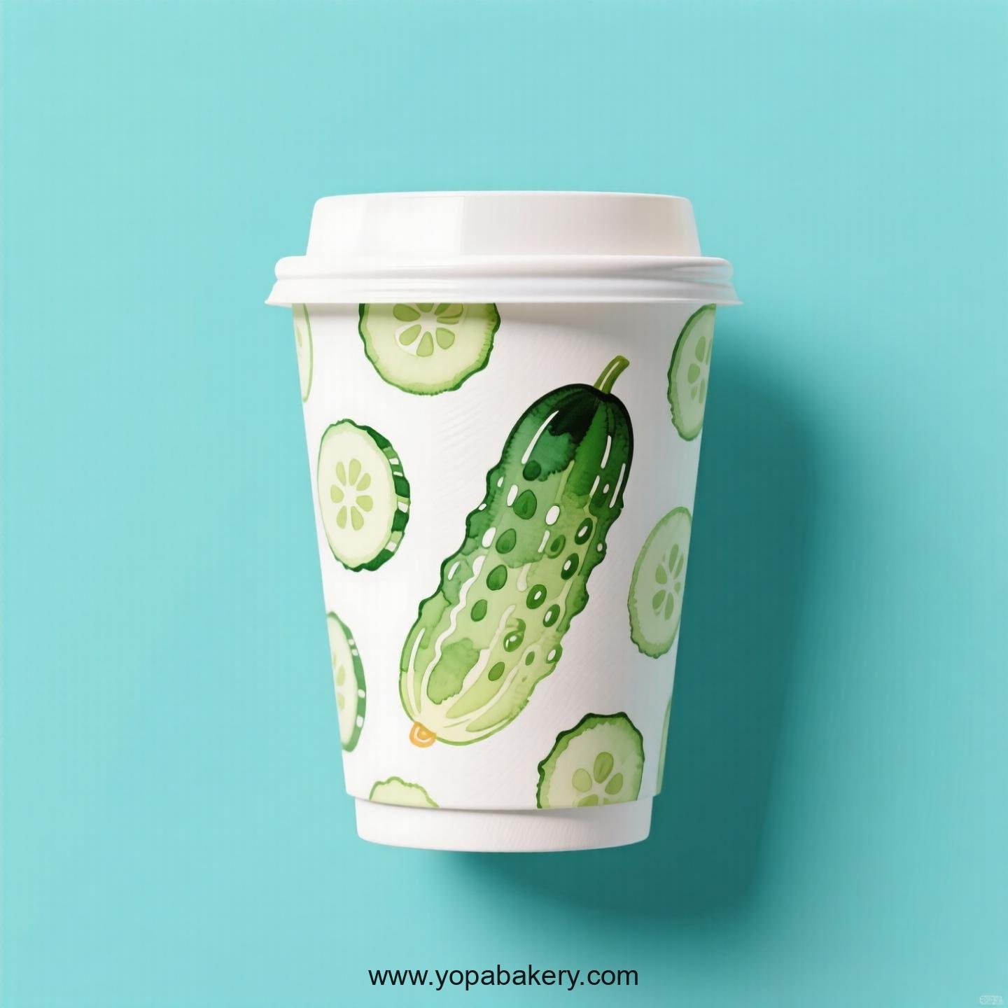 Cucumber Design Paper Coffee Cups Factory: 4-24 oz Custom Logo