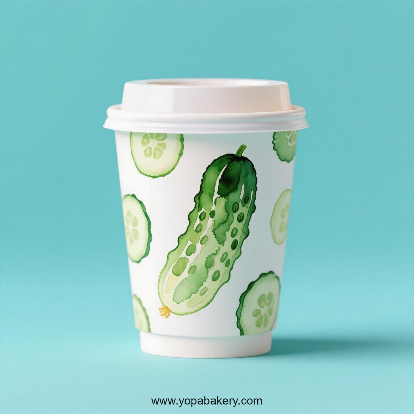 Cucumber Design Paper Coffee Cups Factory: 4-24 oz Custom Logo
