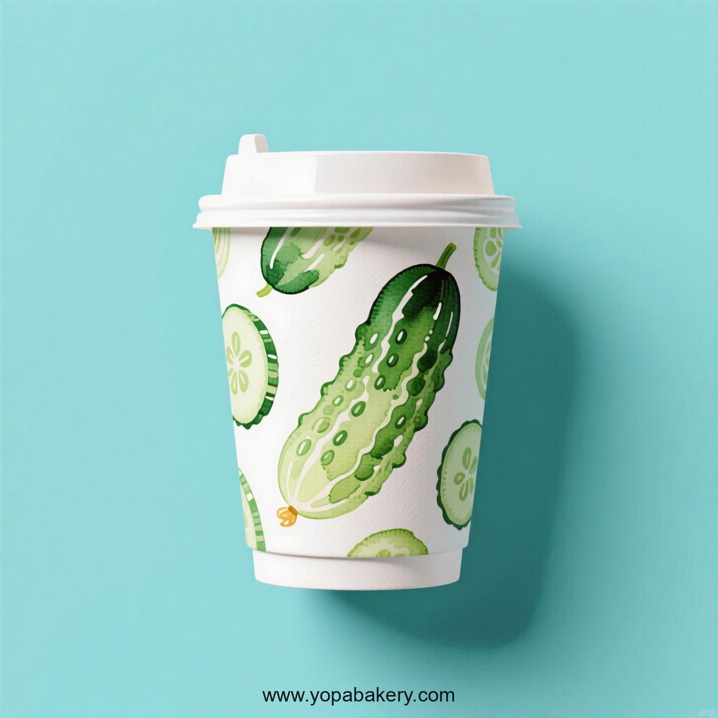 Cucumber Design Paper Coffee Cups Factory: 4-24 oz Custom Logo