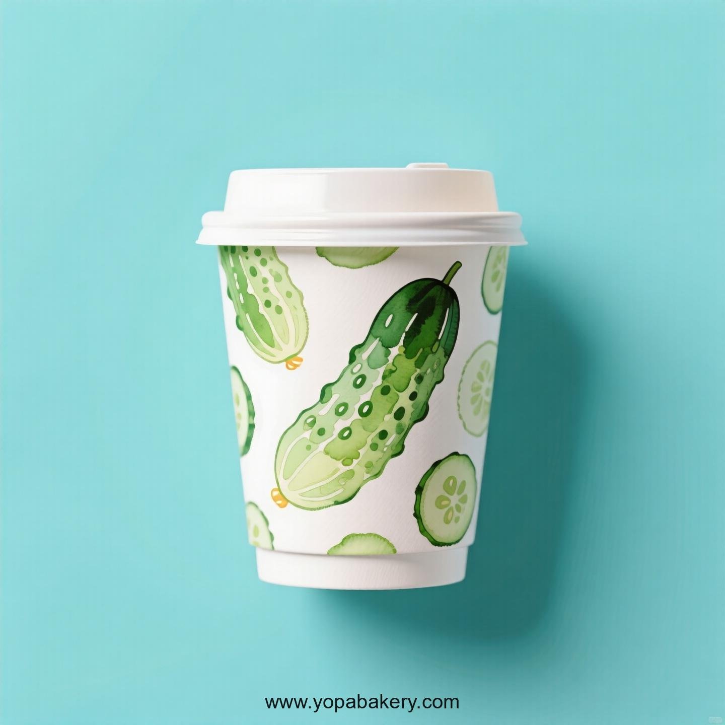 Cucumber Design Paper Coffee Cups Factory: 4-24 oz Custom Logo