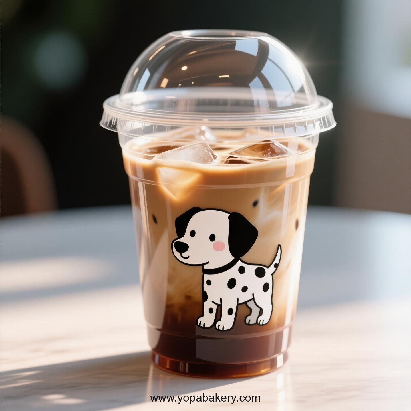 Dalmatian Dog Themed Clear Plastic Cups - Disposable PP & PET Coffee Cups with Lids