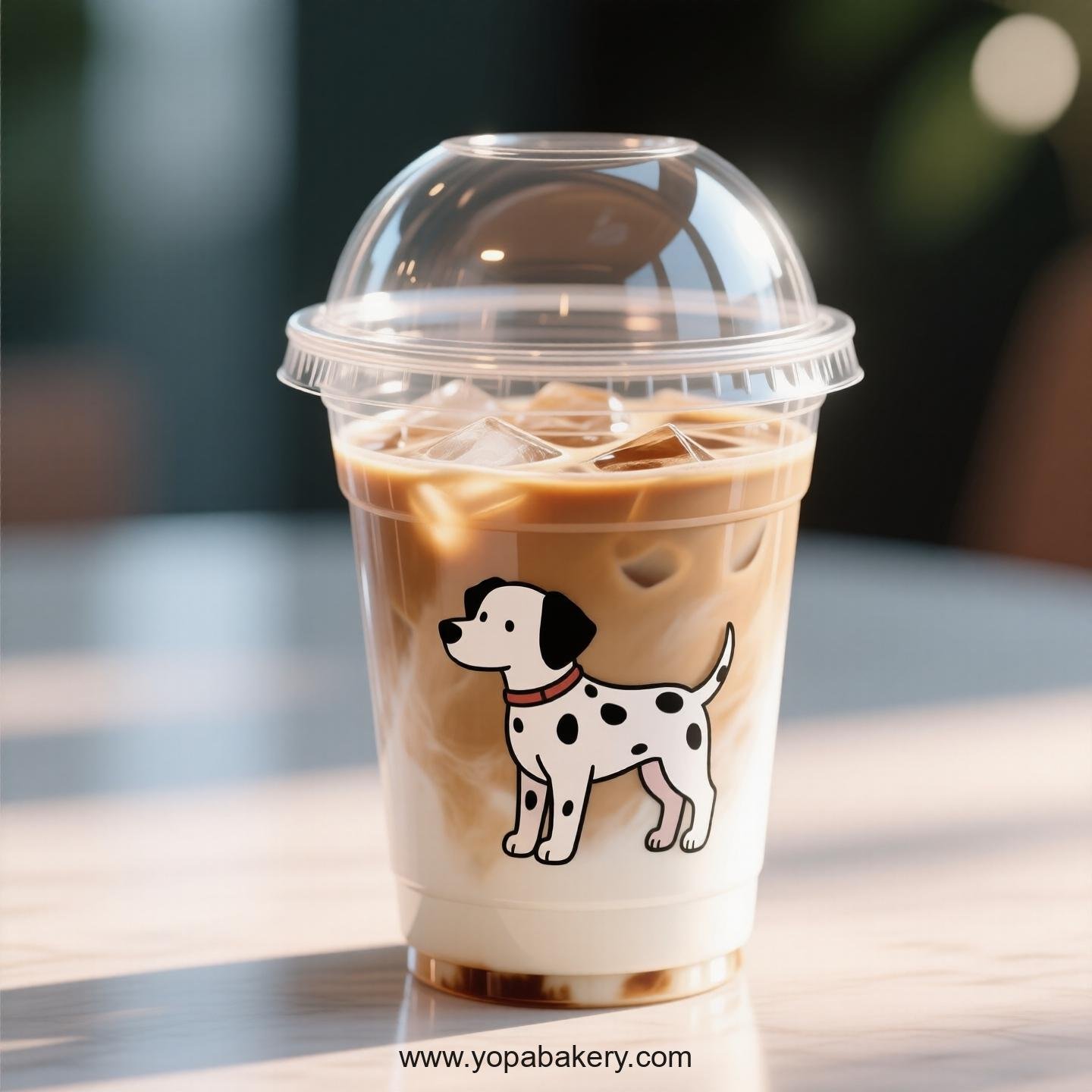 Dalmatian Dog Themed Clear Plastic Cups - Disposable PP & PET Coffee Cups with Lids