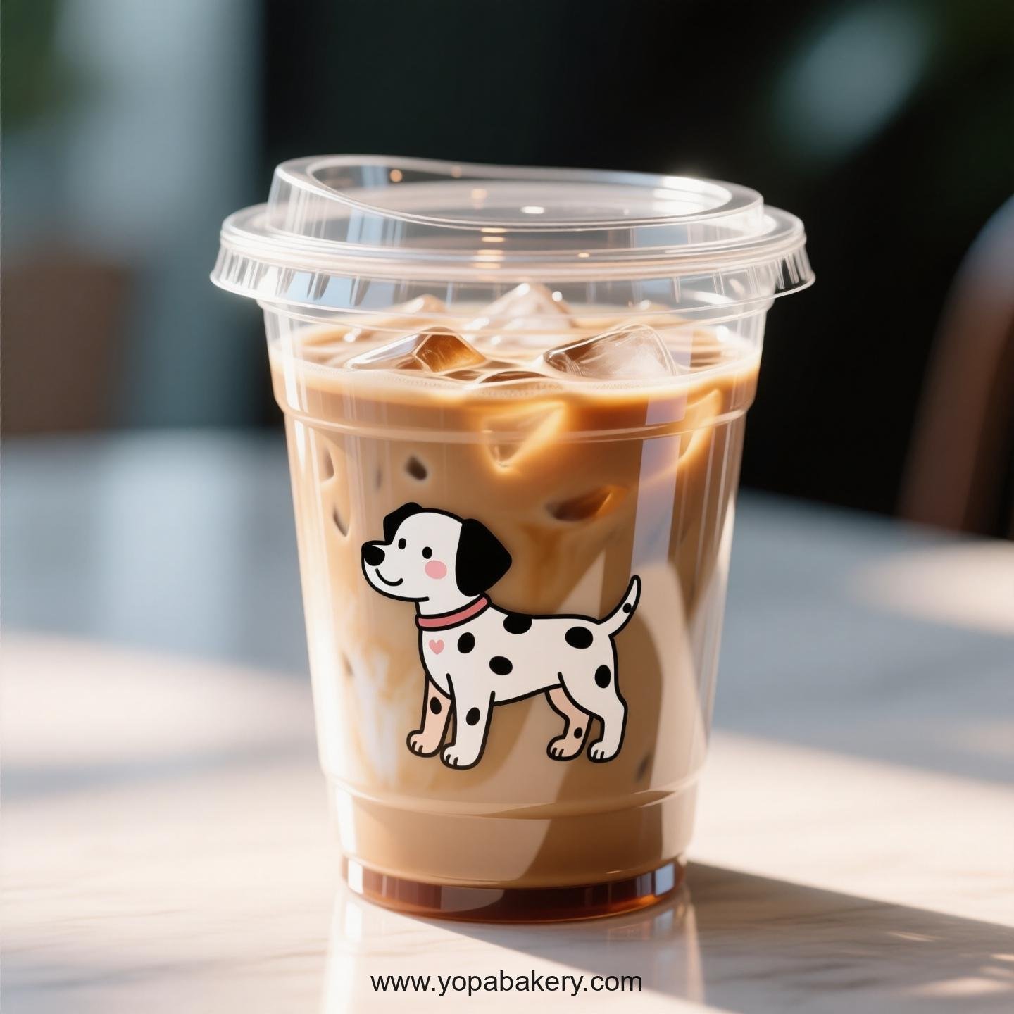 Dalmatian Dog Themed Clear Plastic Cups - Disposable PP & PET Coffee Cups with Lids