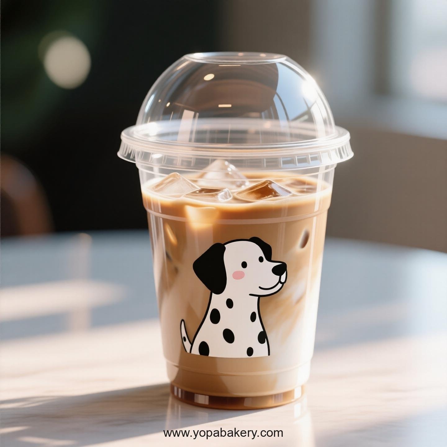 Dalmatian Dog Themed Clear Plastic Cups - Disposable PP & PET Coffee Cups with Lids
