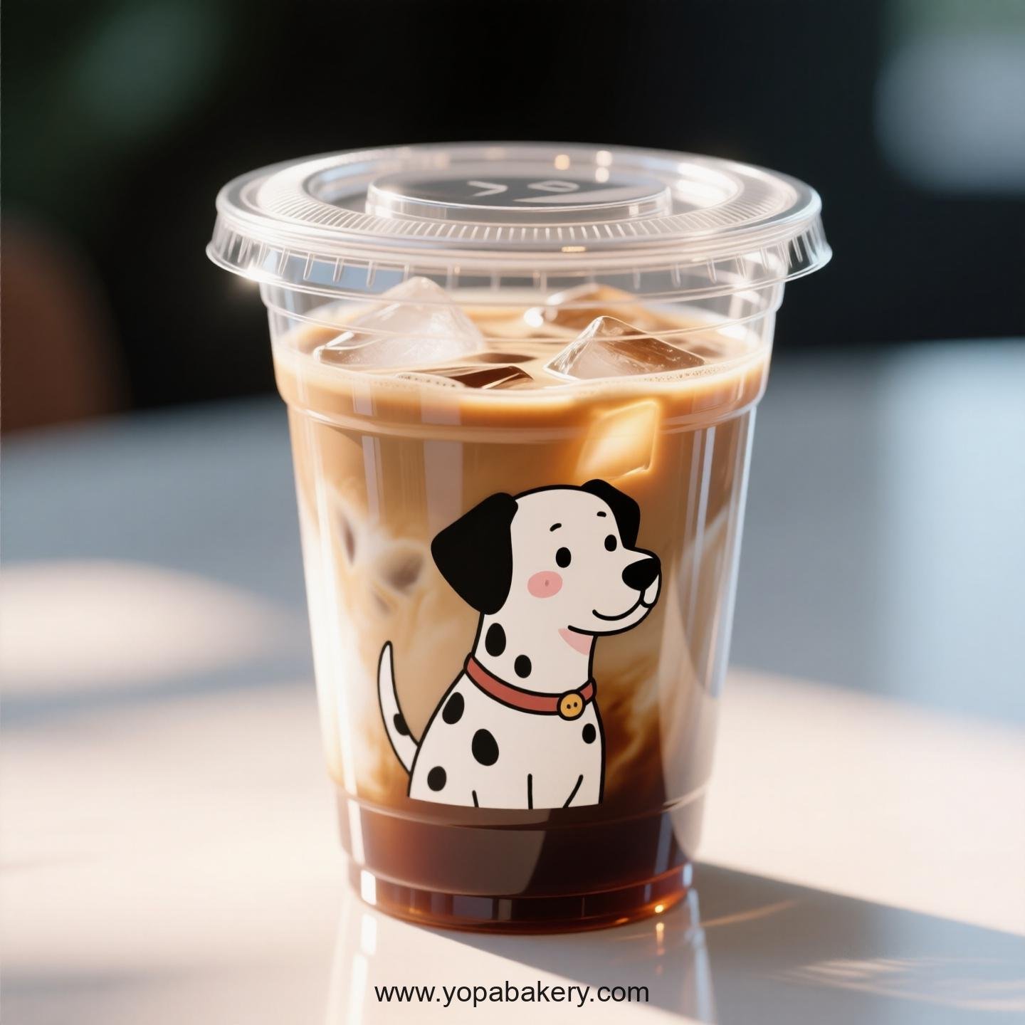 Dalmatian Dog Themed Clear Plastic Cups - Disposable PP & PET Coffee Cups with Lids