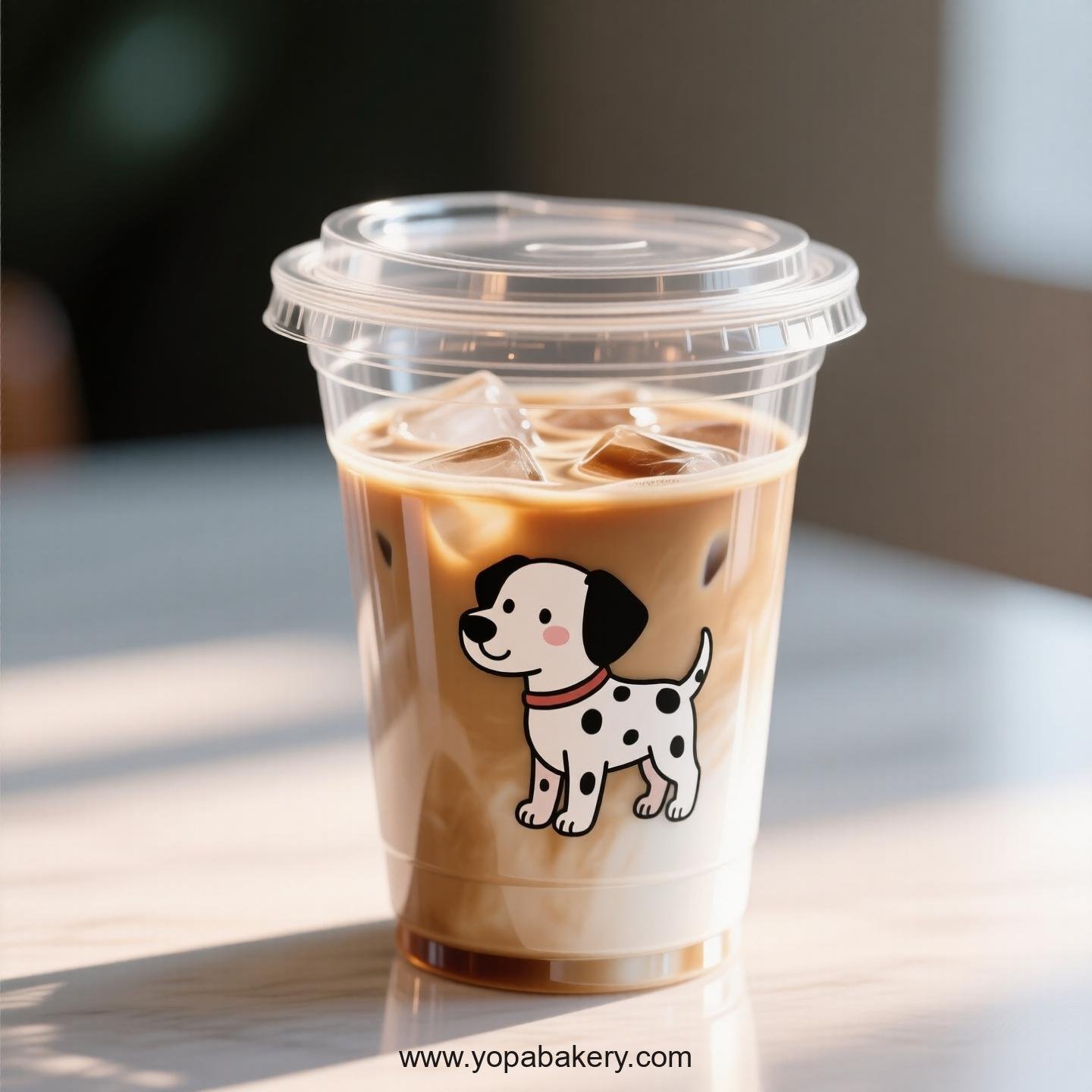 Dalmatian Dog Themed Clear Plastic Cups - Disposable PP & PET Coffee Cups with Lids
