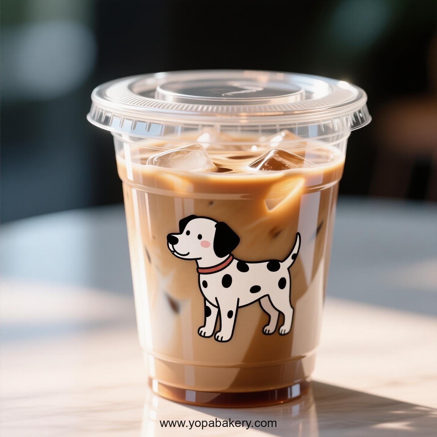 Dalmatian Dog Themed Clear Plastic Cups - Disposable PP & PET Coffee Cups with Lids