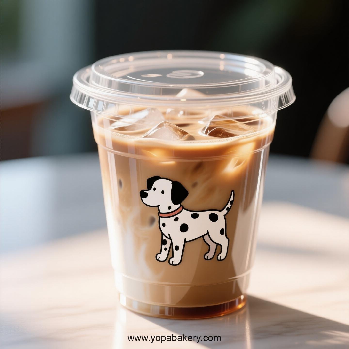 Dalmatian Dog Themed Clear Plastic Cups - Disposable PP & PET Coffee Cups with Lids