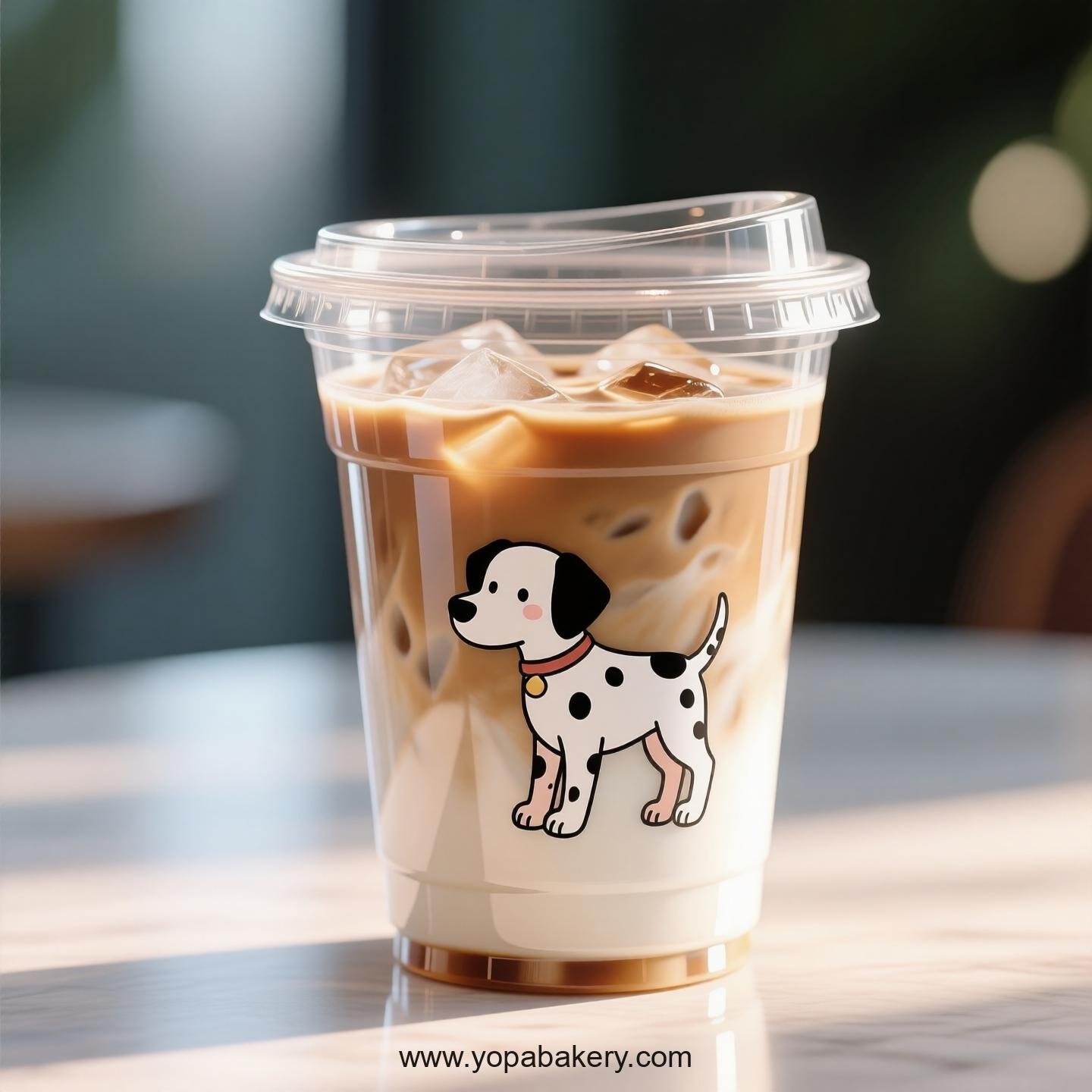 Dalmatian Dog Themed Clear Plastic Cups - Disposable PP & PET Coffee Cups with Lids