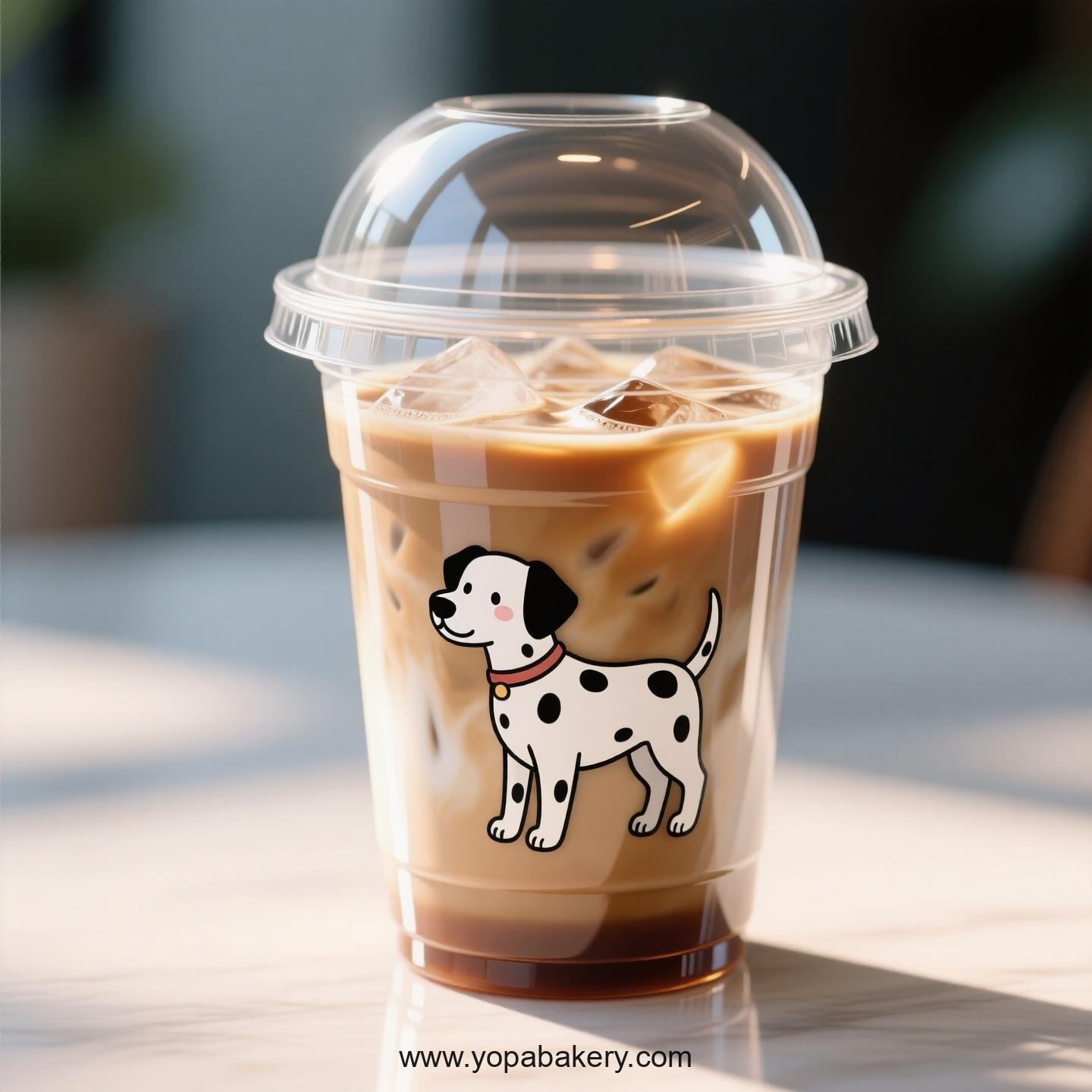 Dalmatian Dog Themed Clear Plastic Cups - Disposable PP & PET Coffee Cups with Lids