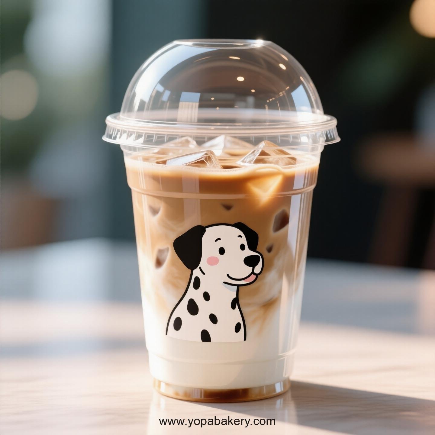 Dalmatian Dog Themed Clear Plastic Cups - Disposable PP & PET Coffee Cups with Lids