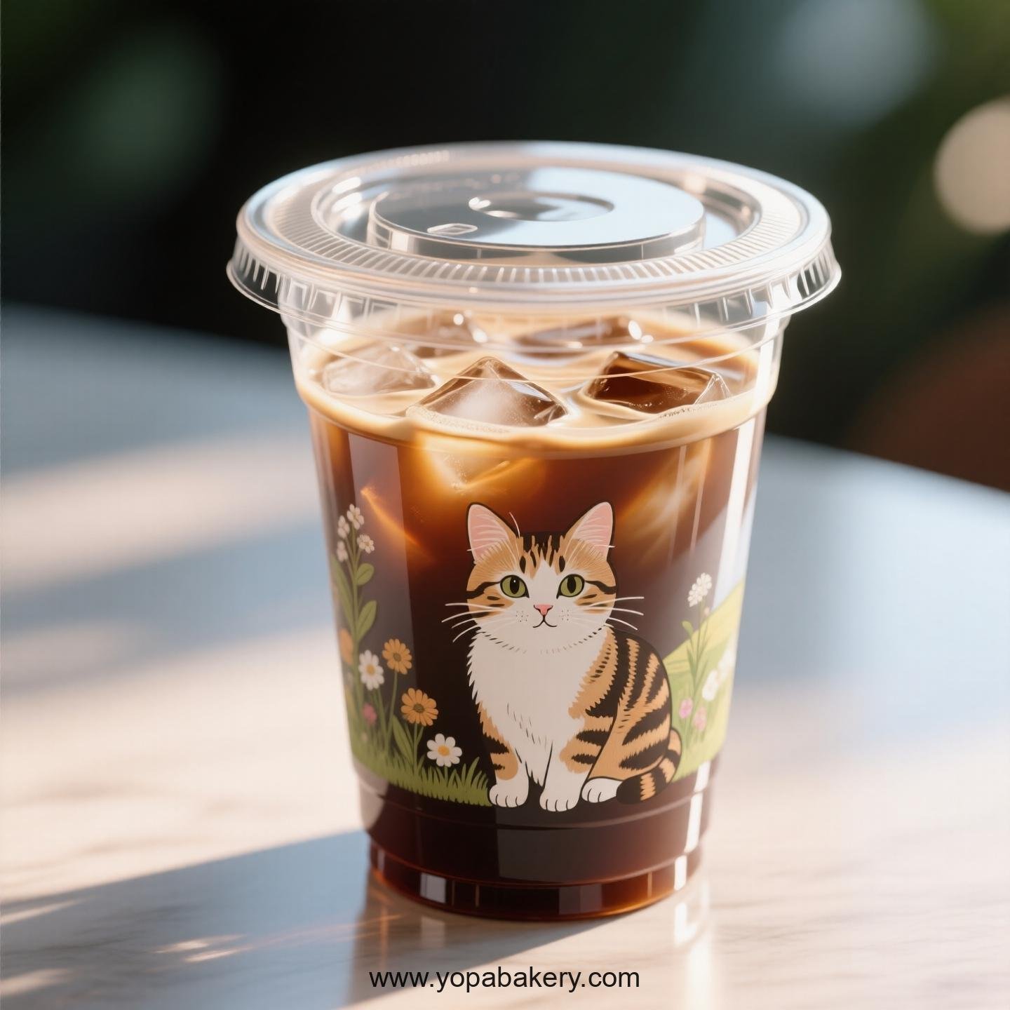 Domestic shorthair cat Themed Clear Plastic Cups - Disposable PP & PET Coffee Cups with Lids