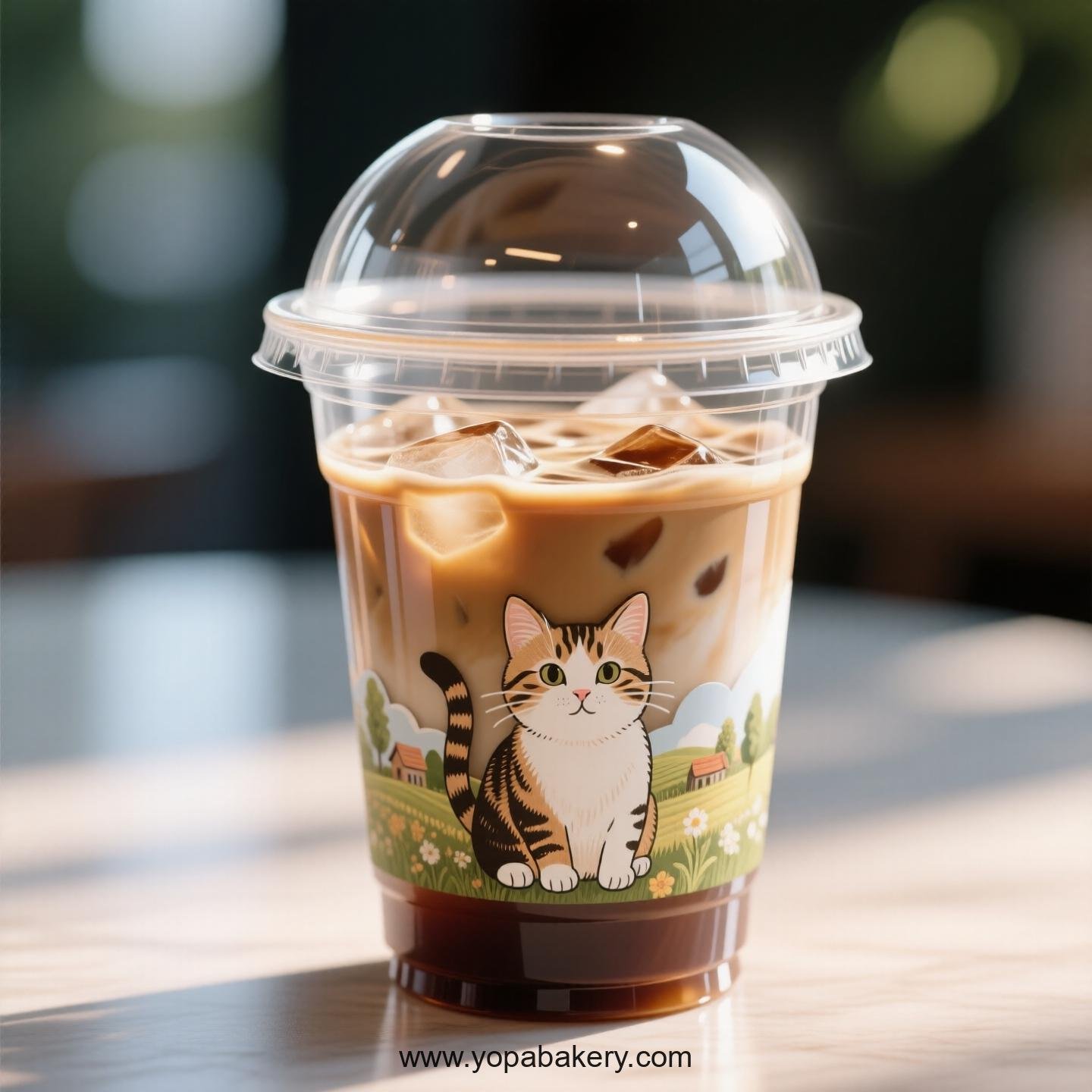 Domestic shorthair cat Themed Clear Plastic Cups - Disposable PP & PET Coffee Cups with Lids
