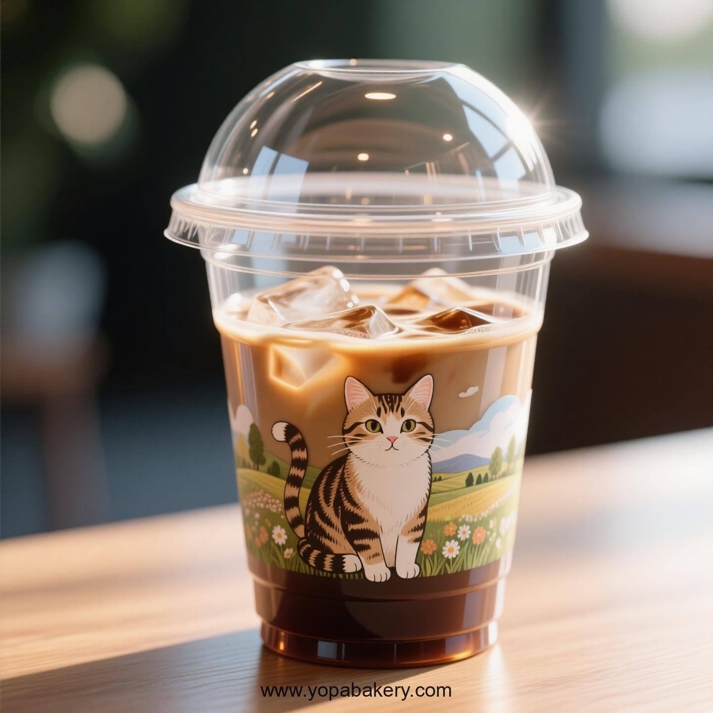 Domestic shorthair cat Themed Clear Plastic Cups - Disposable PP & PET Coffee Cups with Lids