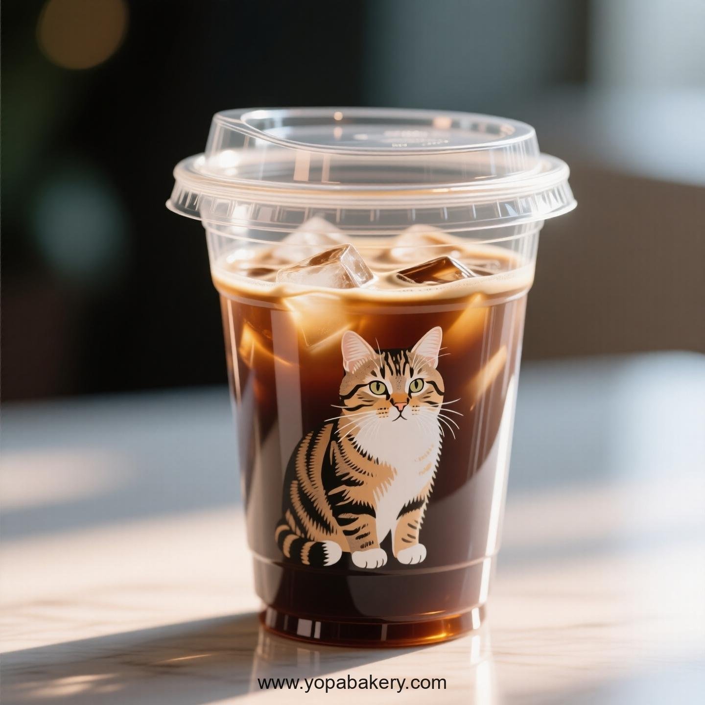 Domestic shorthair cat Themed Clear Plastic Cups - Disposable PP & PET Coffee Cups with Lids