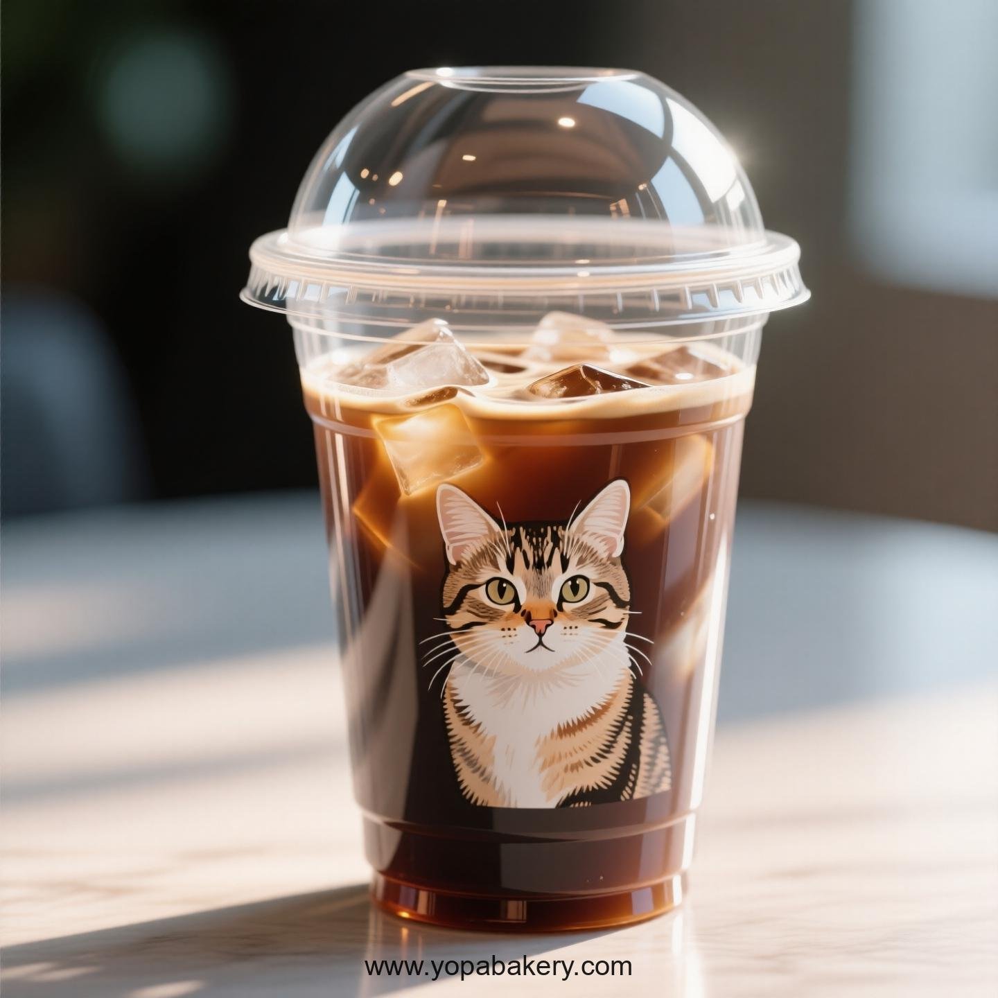 Domestic shorthair cat Themed Clear Plastic Cups - Disposable PP & PET Coffee Cups with Lids