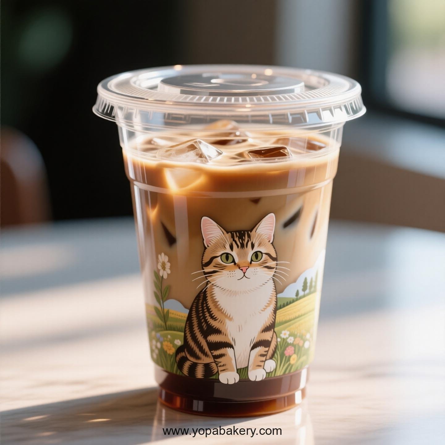 Domestic shorthair cat Themed Clear Plastic Cups - Disposable PP & PET Coffee Cups with Lids