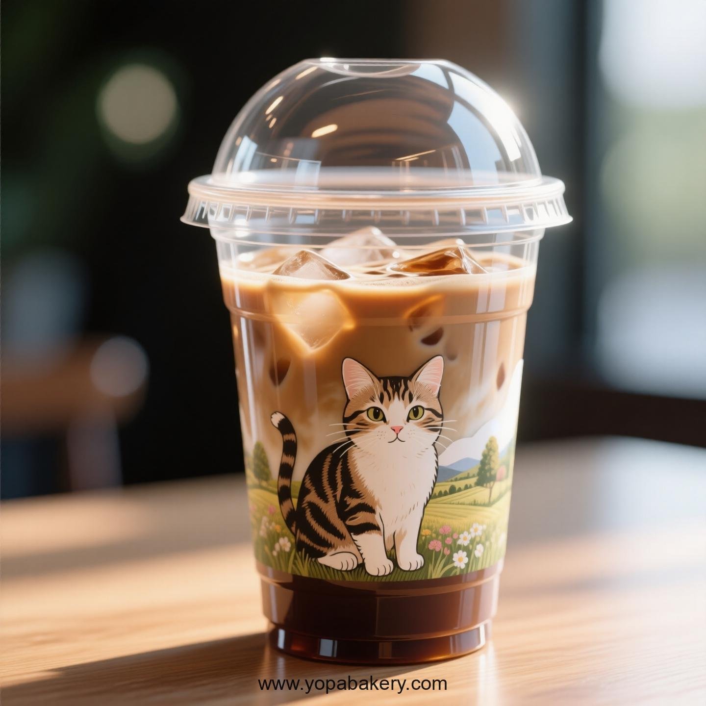 Domestic shorthair cat Themed Clear Plastic Cups - Disposable PP & PET Coffee Cups with Lids