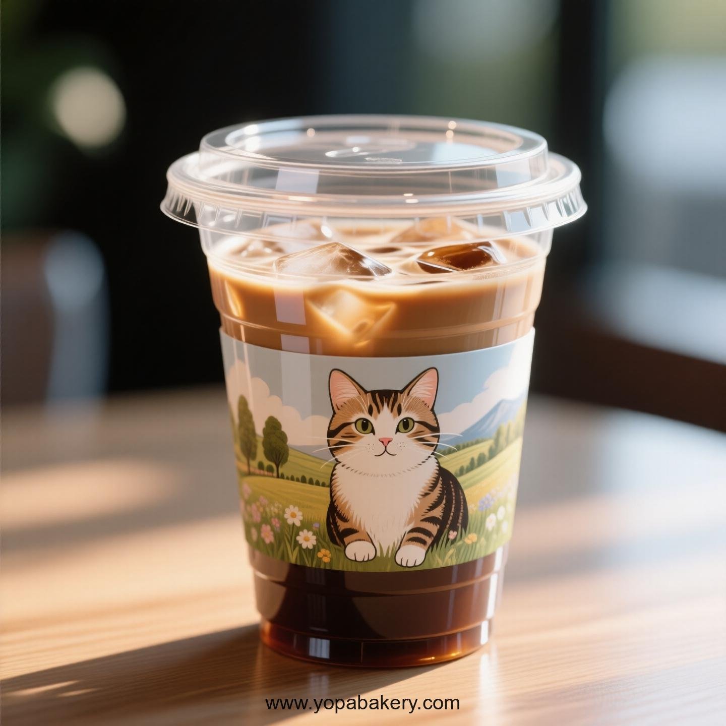 Domestic shorthair cat Themed Clear Plastic Cups - Disposable PP & PET Coffee Cups with Lids