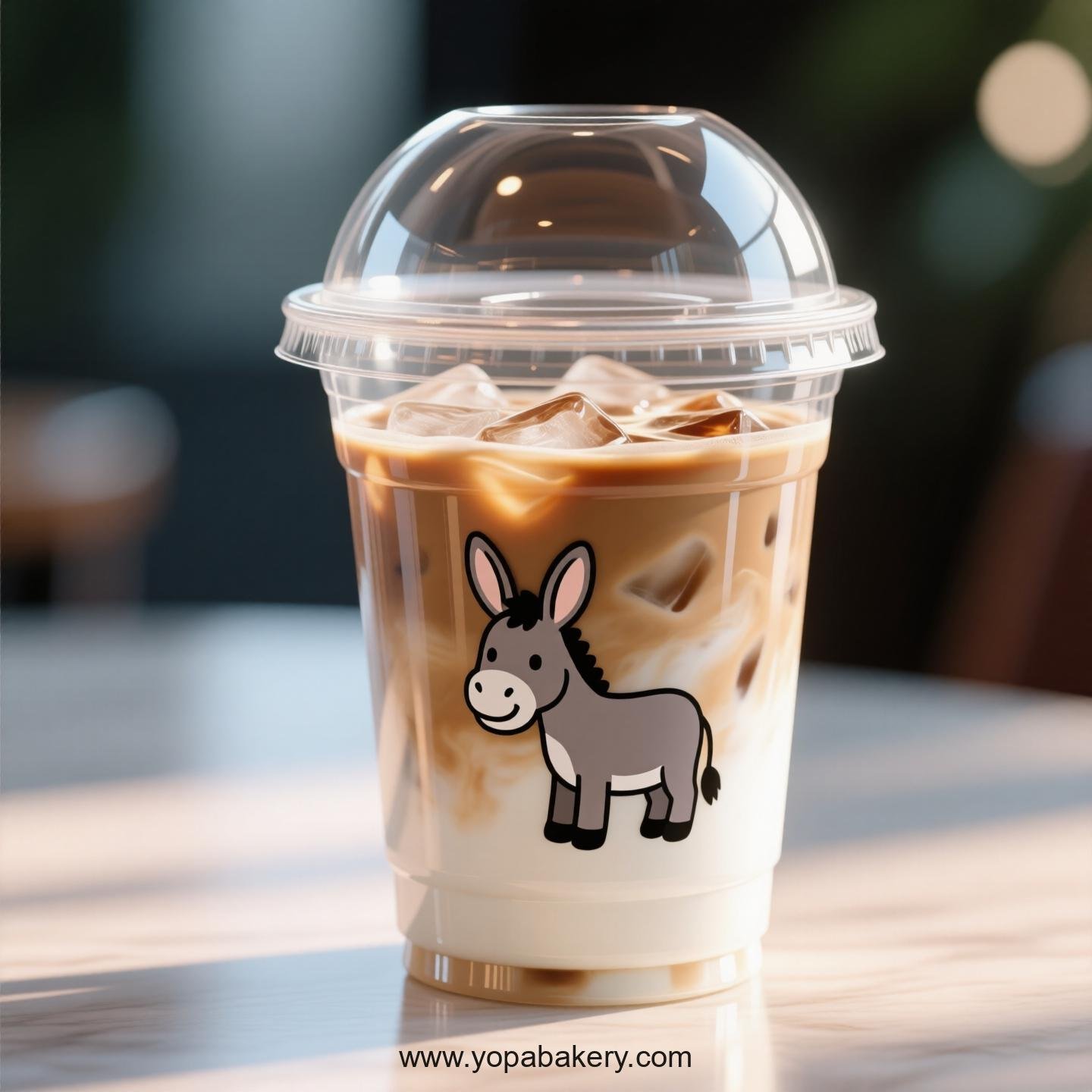 Donkey Themed Clear Plastic Cups - Disposable PP & PET Coffee Cups with Lids