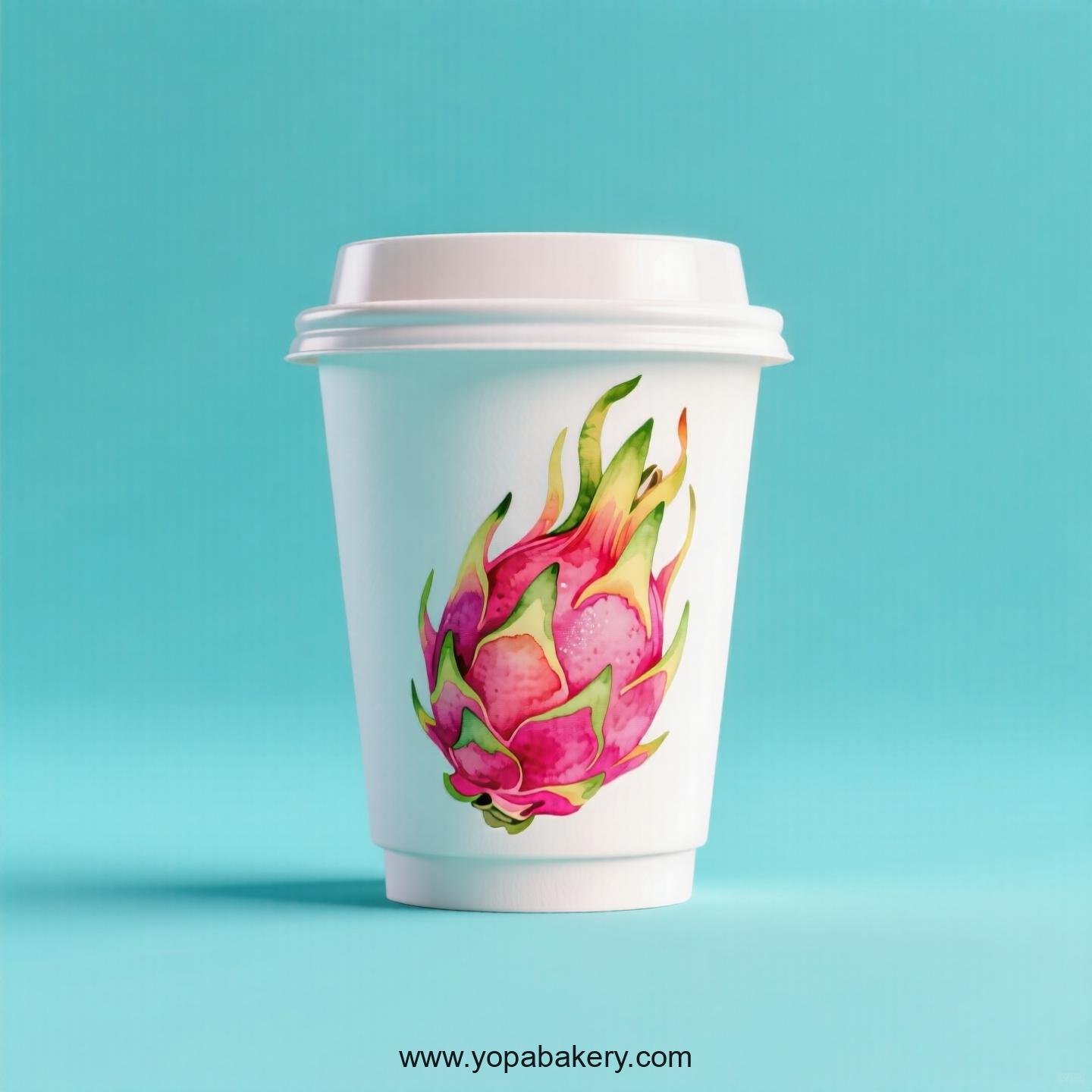 Dragon Fruit Design Paper Coffee Cups Factory: 4-24 oz Custom Logo