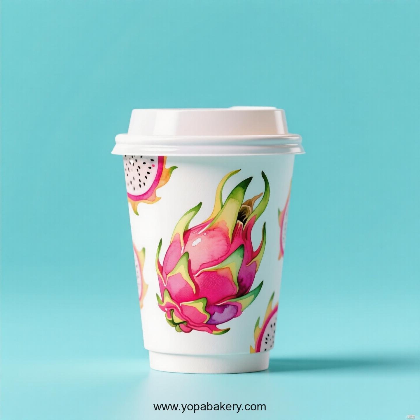 Dragon Fruit Design Paper Coffee Cups Factory: 4-24 oz Custom Logo