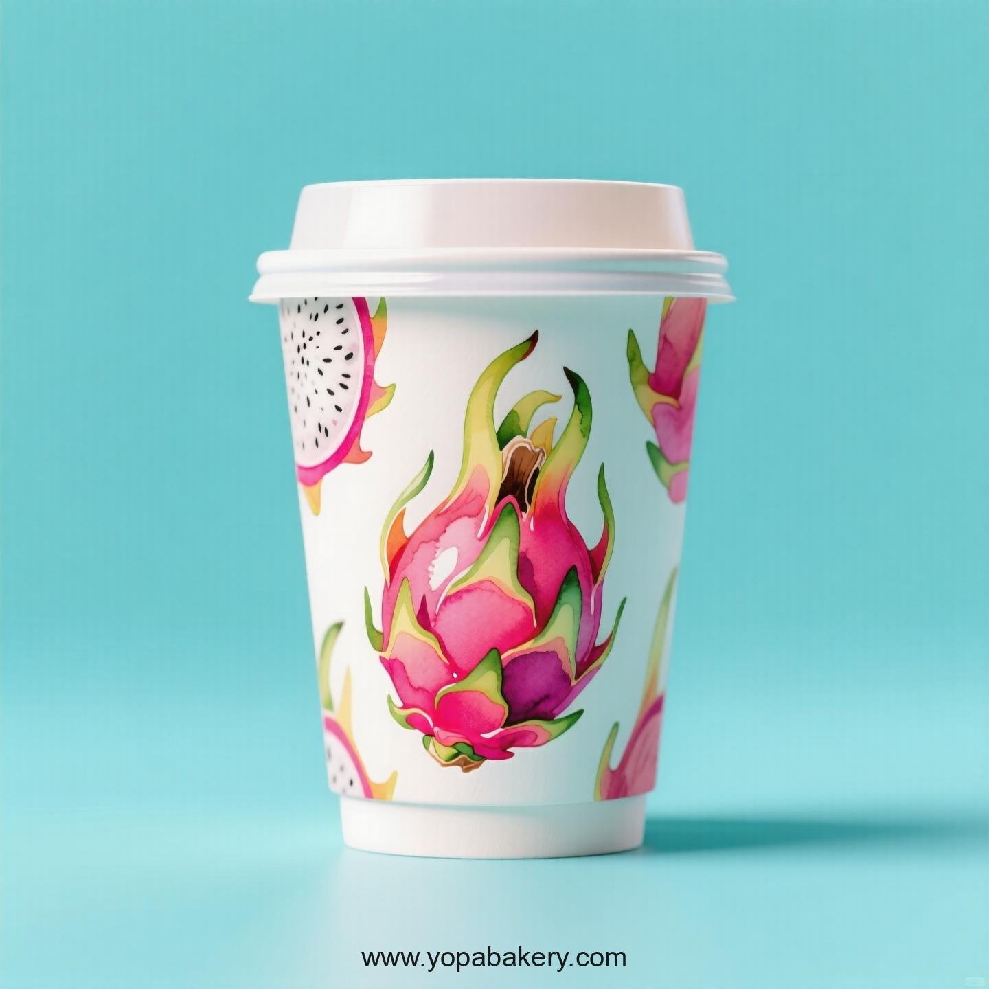 Dragon Fruit Design Paper Coffee Cups Factory: 4-24 oz Custom Logo