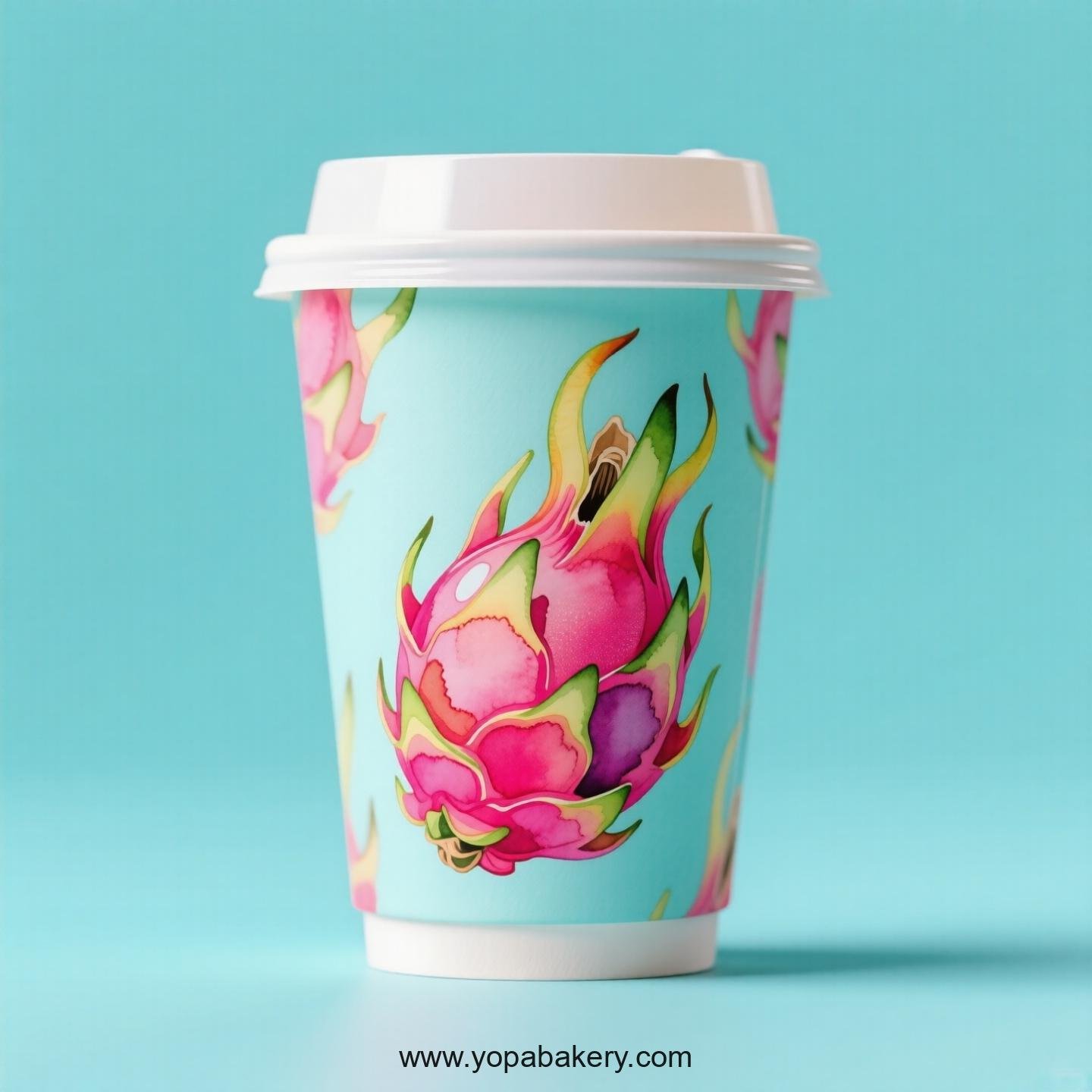 Dragon Fruit Design Paper Coffee Cups Factory: 4-24 oz Custom Logo