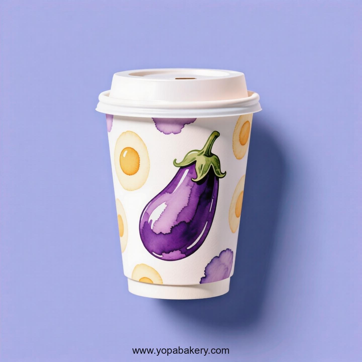 Eggplant Design Paper Coffee Cups Factory: 4-24 oz Custom Logo