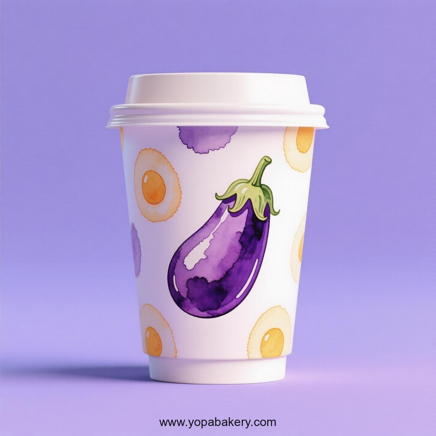 Eggplant Design Paper Coffee Cups Factory: 4-24 oz Custom Logo