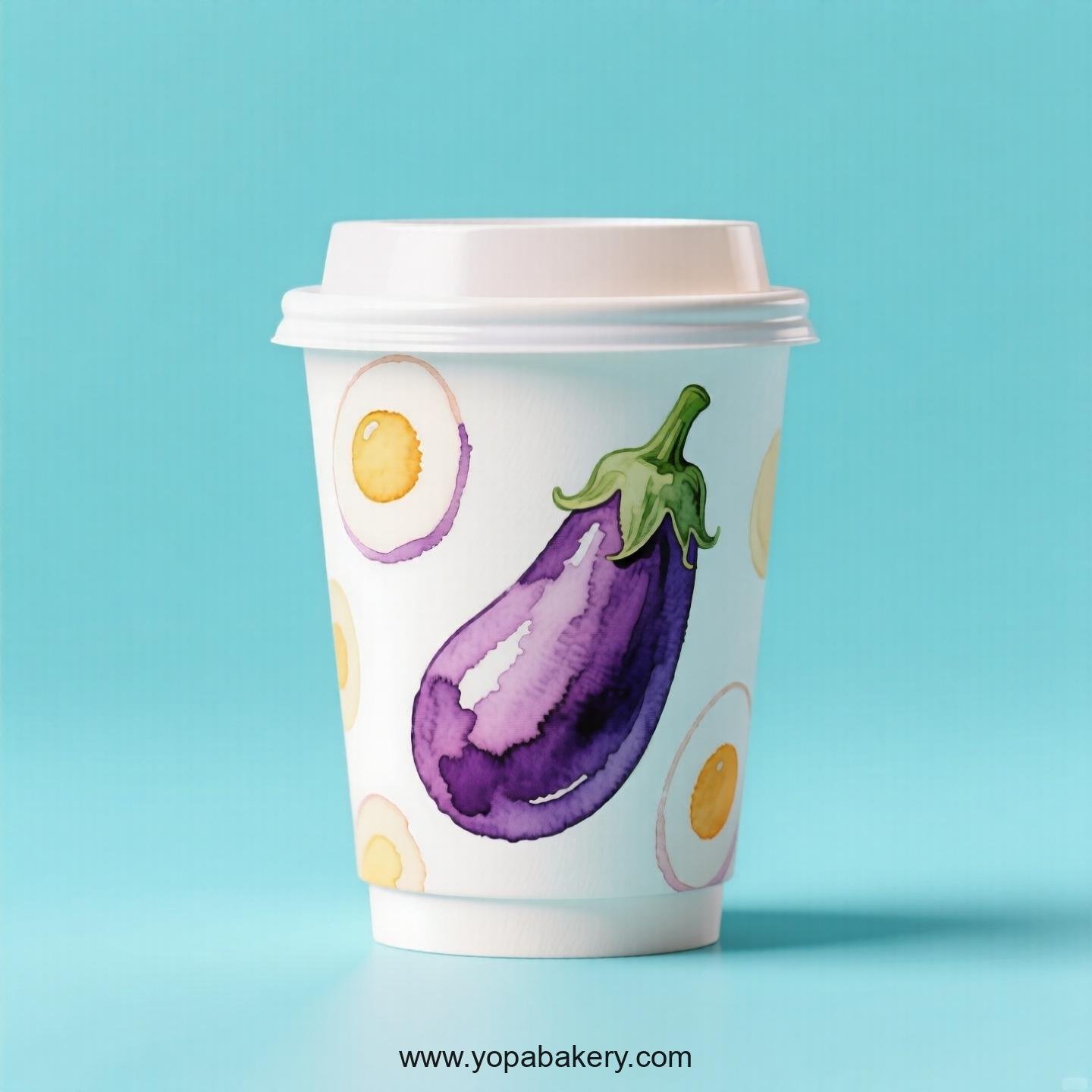 Eggplant Design Paper Coffee Cups Factory: 4-24 oz Custom Logo