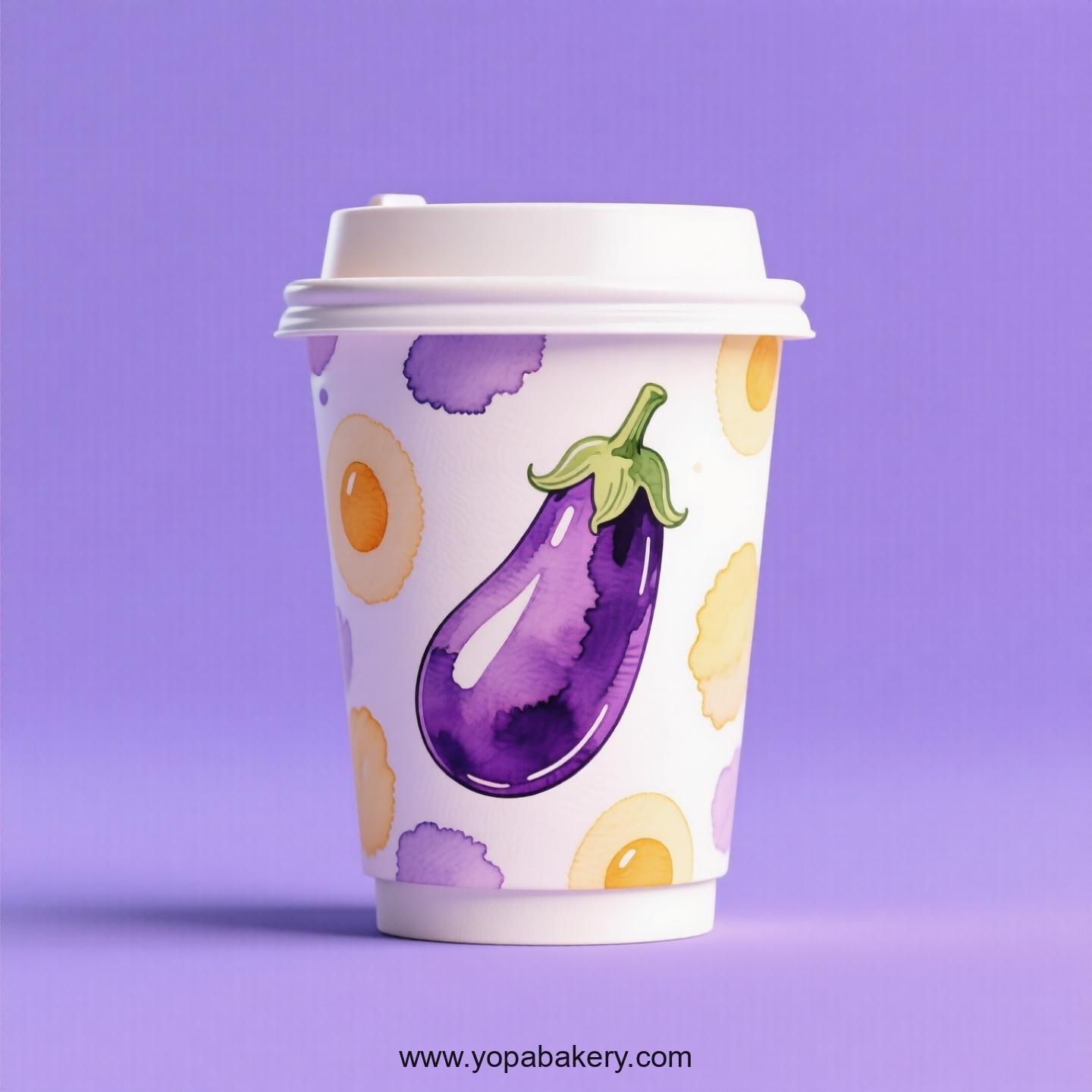 Eggplant Design Paper Coffee Cups Factory: 4-24 oz Custom Logo