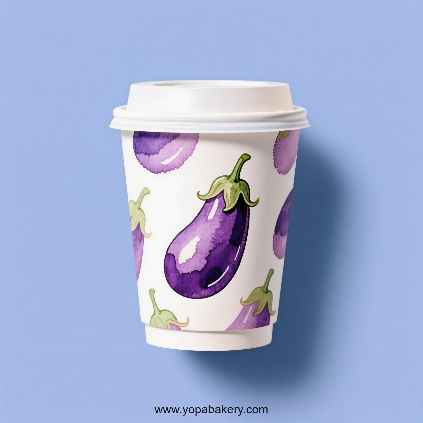 Eggplant Design Paper Coffee Cups Factory: 4-24 oz Custom Logo Eggplant Design Paper Coffee Cups Factory: 4-24 oz Custom Logo