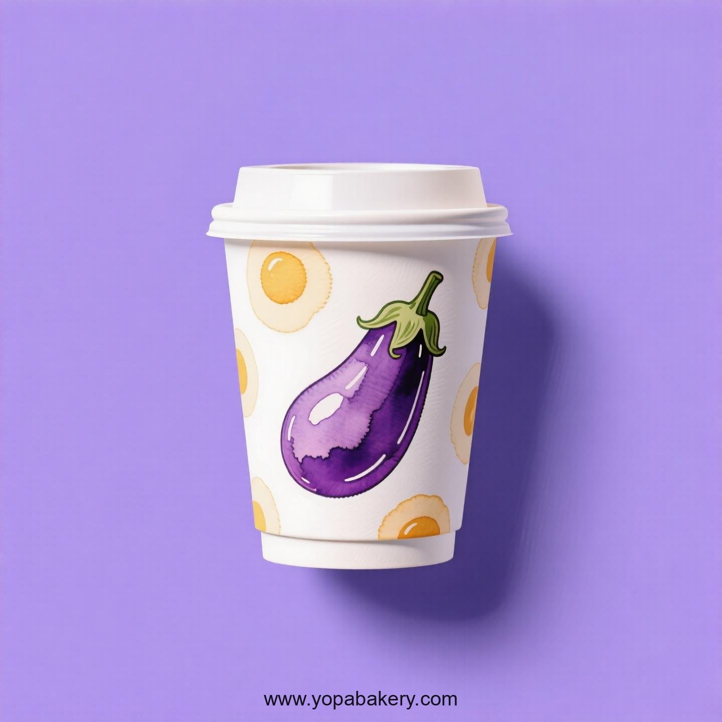 Eggplant Design Paper Coffee Cups Factory: 4-24 oz Custom Logo