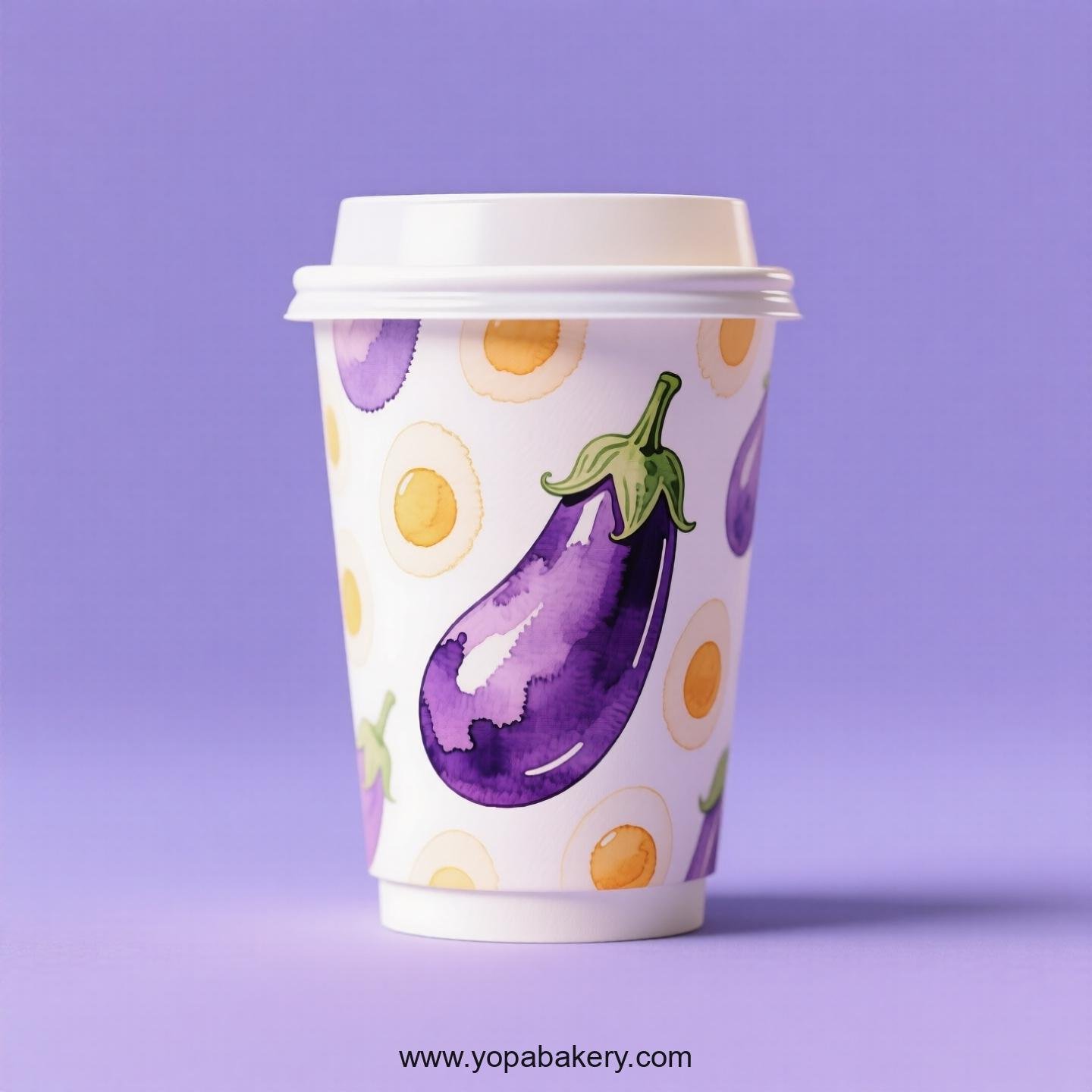 Eggplant Design Paper Coffee Cups Factory: 4-24 oz Custom Logo